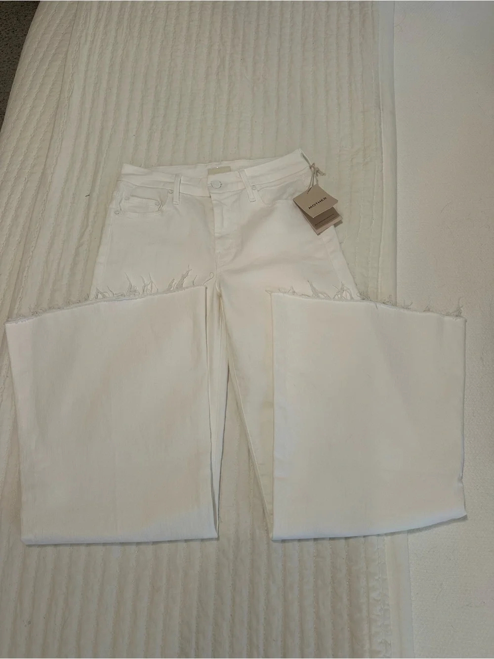MOTHER The Roller Fray Wide-Leg Jeans in Fairest of them all wash